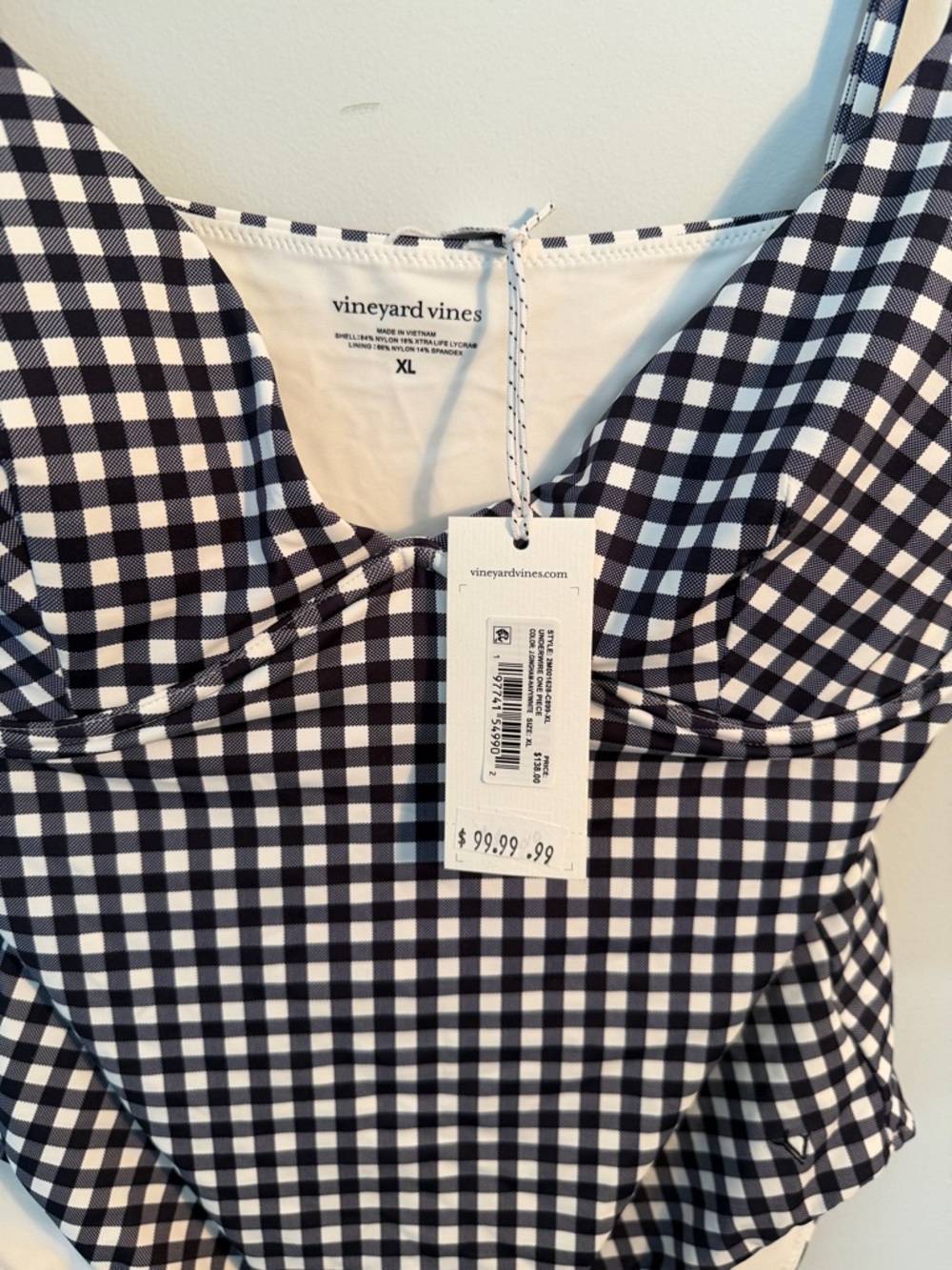Vineyard Vines Navy and White Gingham One-Piece Swimsuit